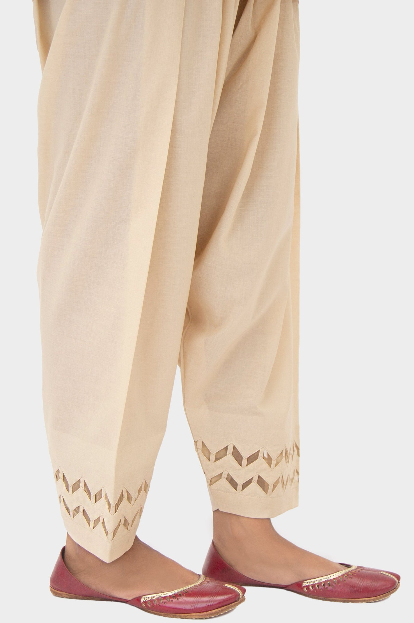 Embellished Cambric Shalwar - Beige