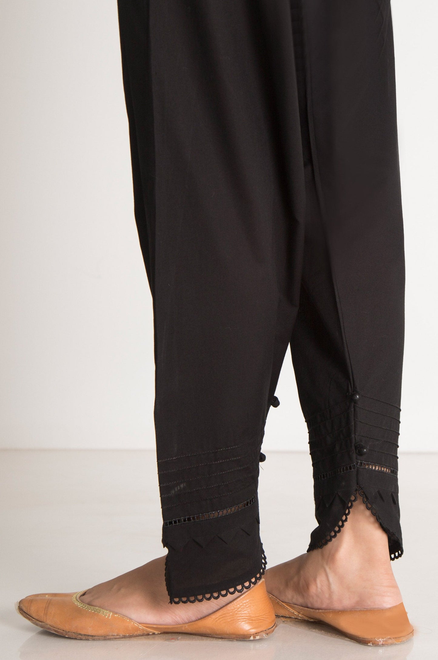 Embellished Cambric Shalwar - Black