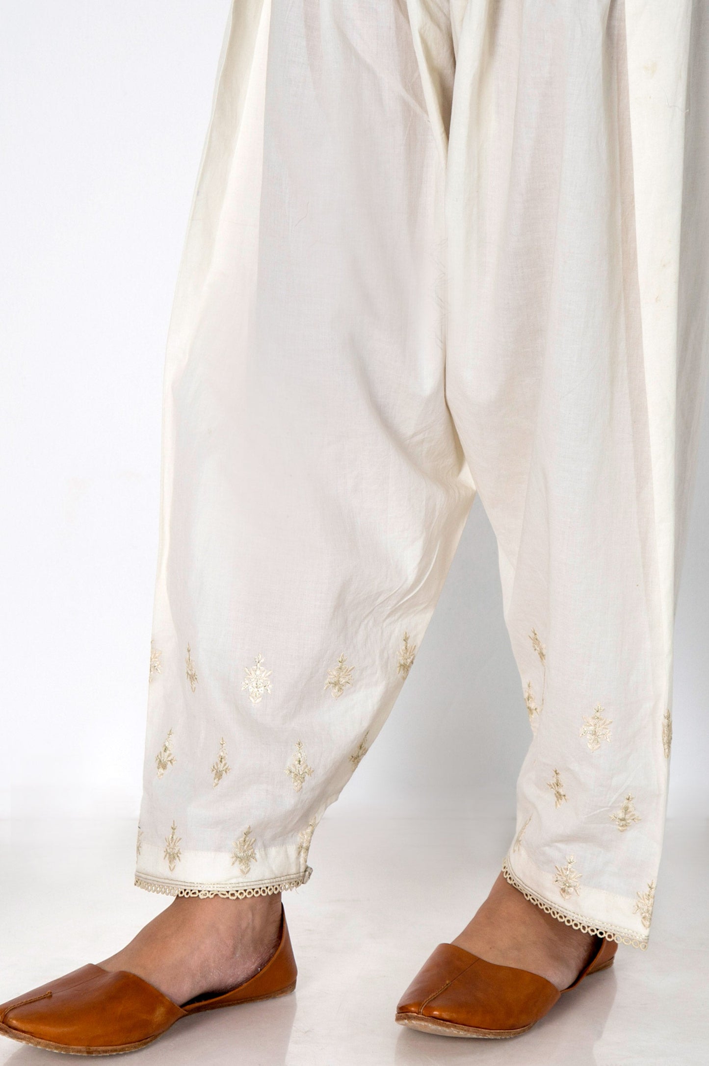 Embroidered Cambric Shalwar - Off-White
