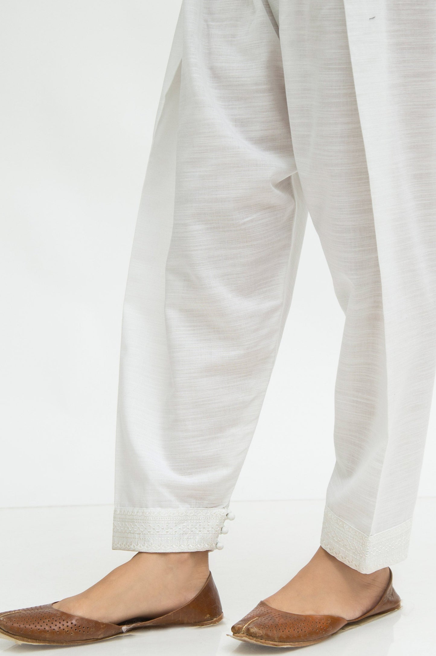 Embroidered Khaddar Shalwar - White