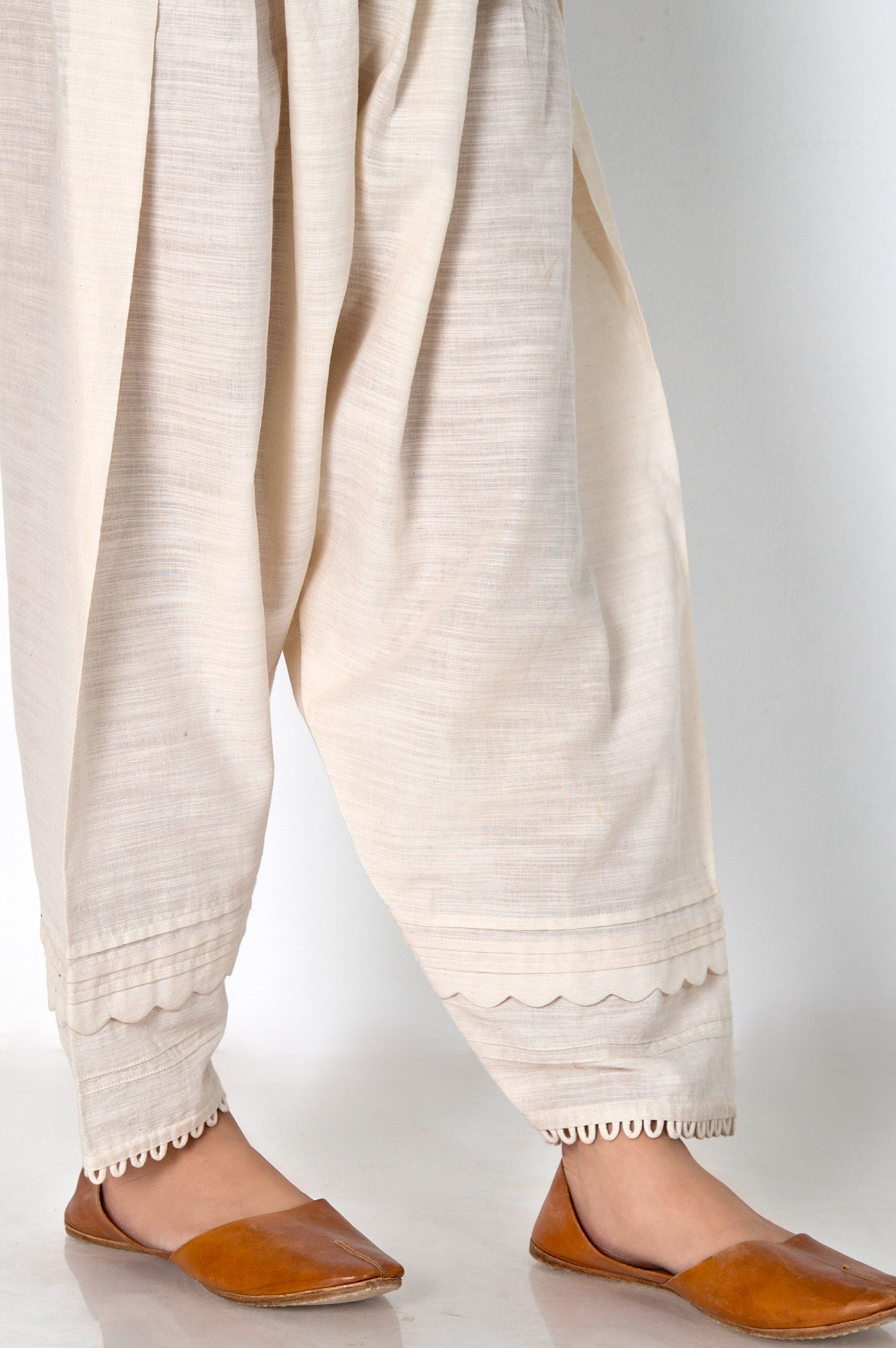 Embroidered Khaddar Shalwar - Off-White