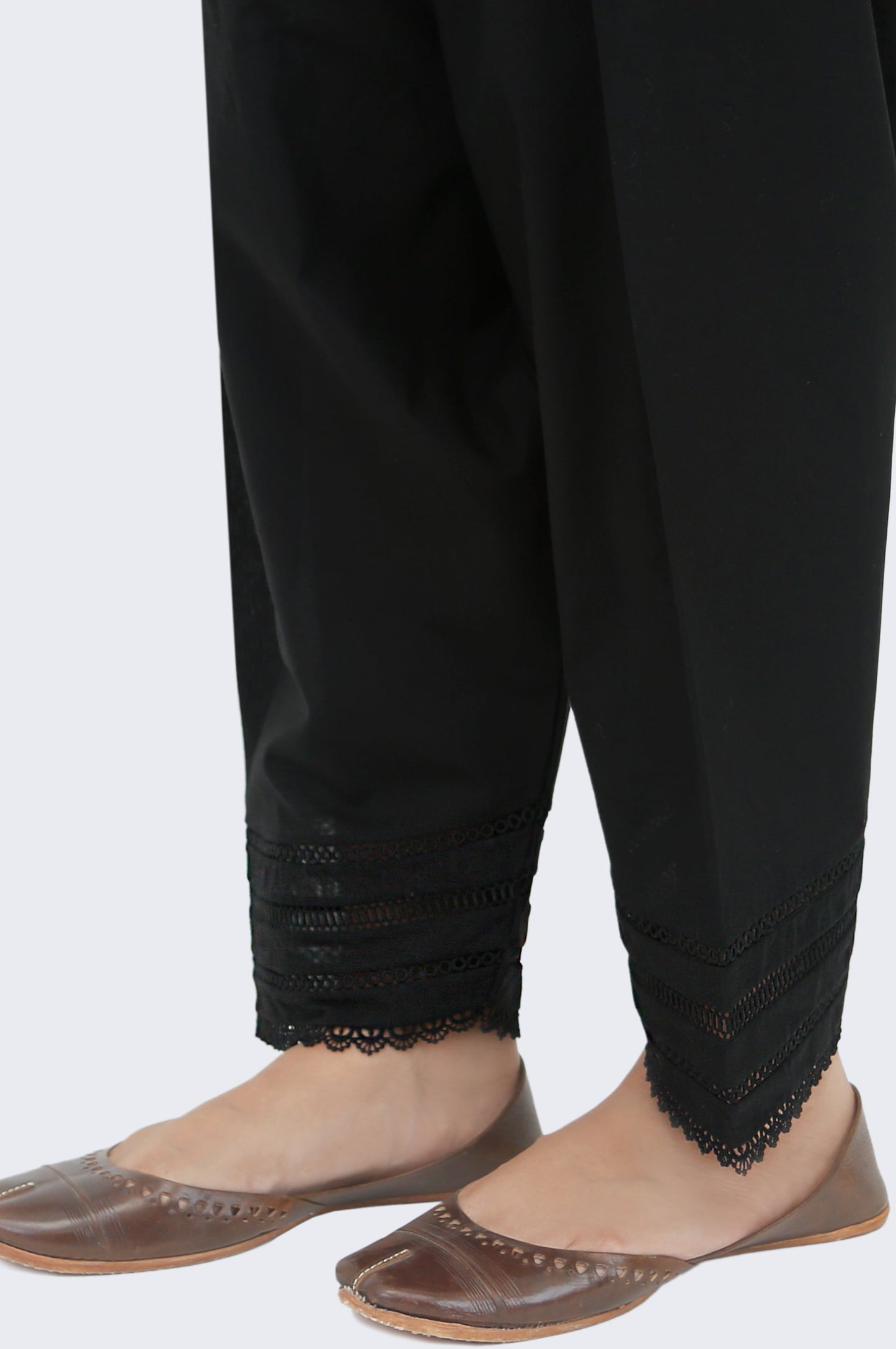Embellished Cambric Shalwar - Black