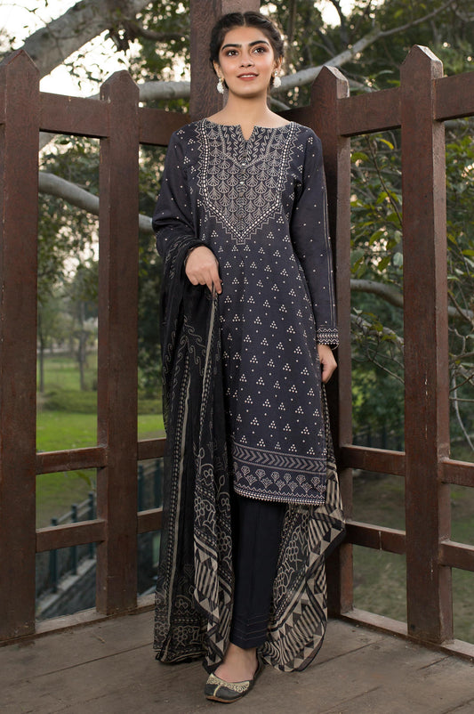 Unstitched 3 Piece Printed Lawn & Chiffon Suit