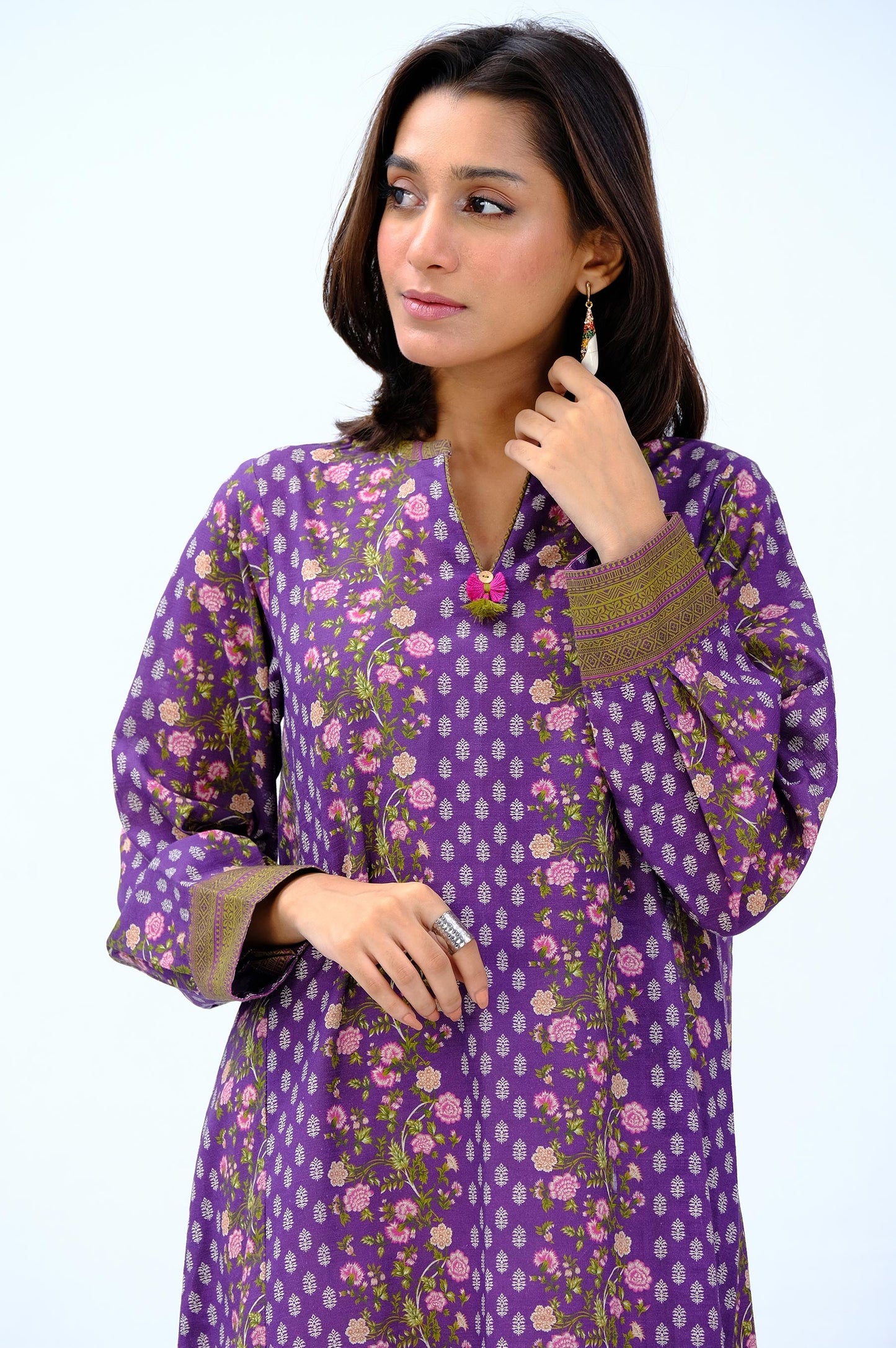 Unstitched 1 Piece Printed Khaddar Shirt
