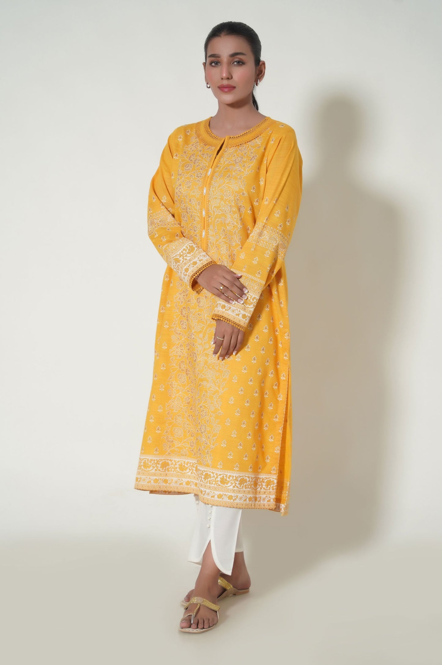 Unstitched 1 Piece Printed Paste Khaddar Shirt