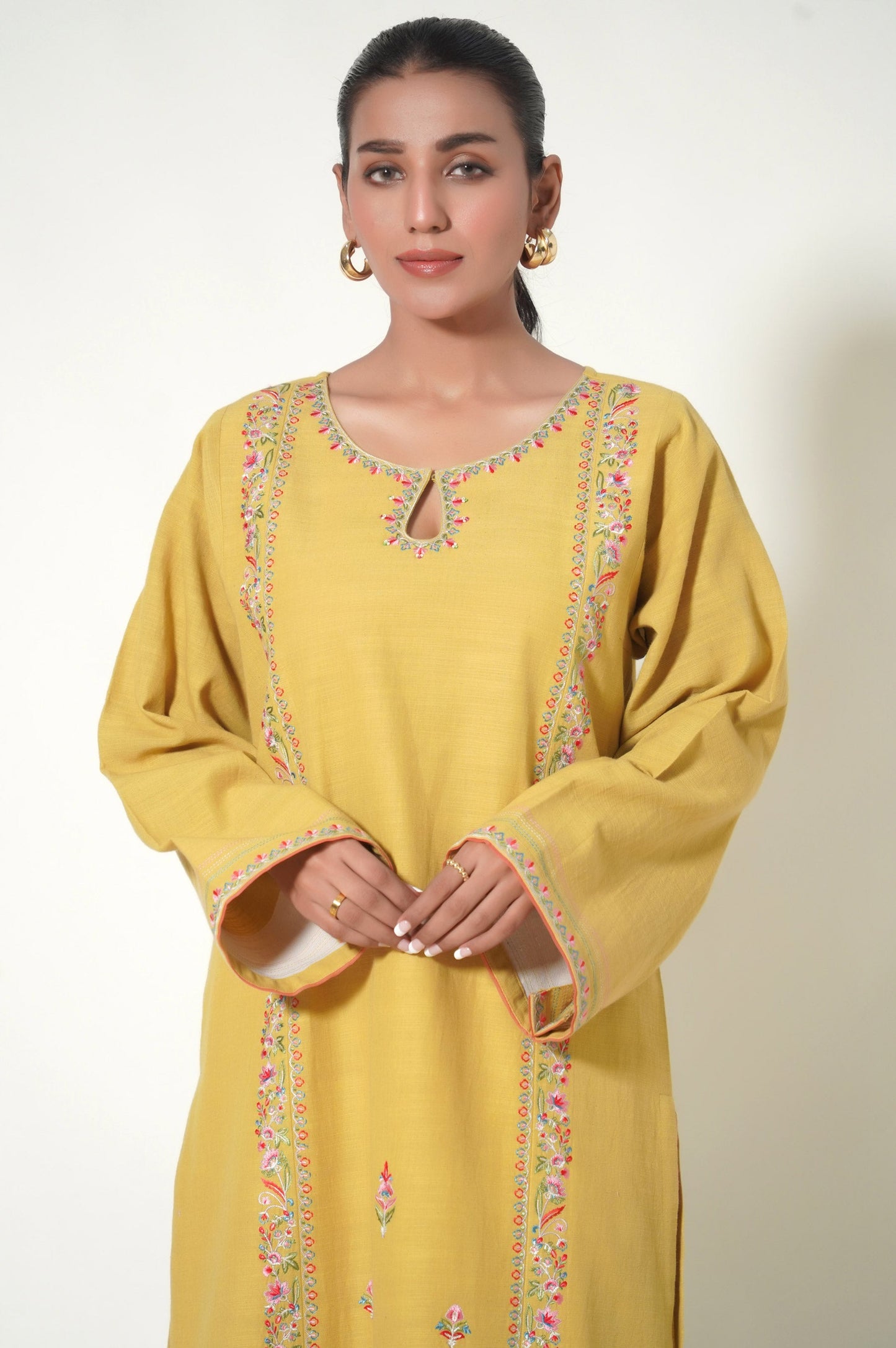 Unstitched 1 piece dyed khaddar shirt