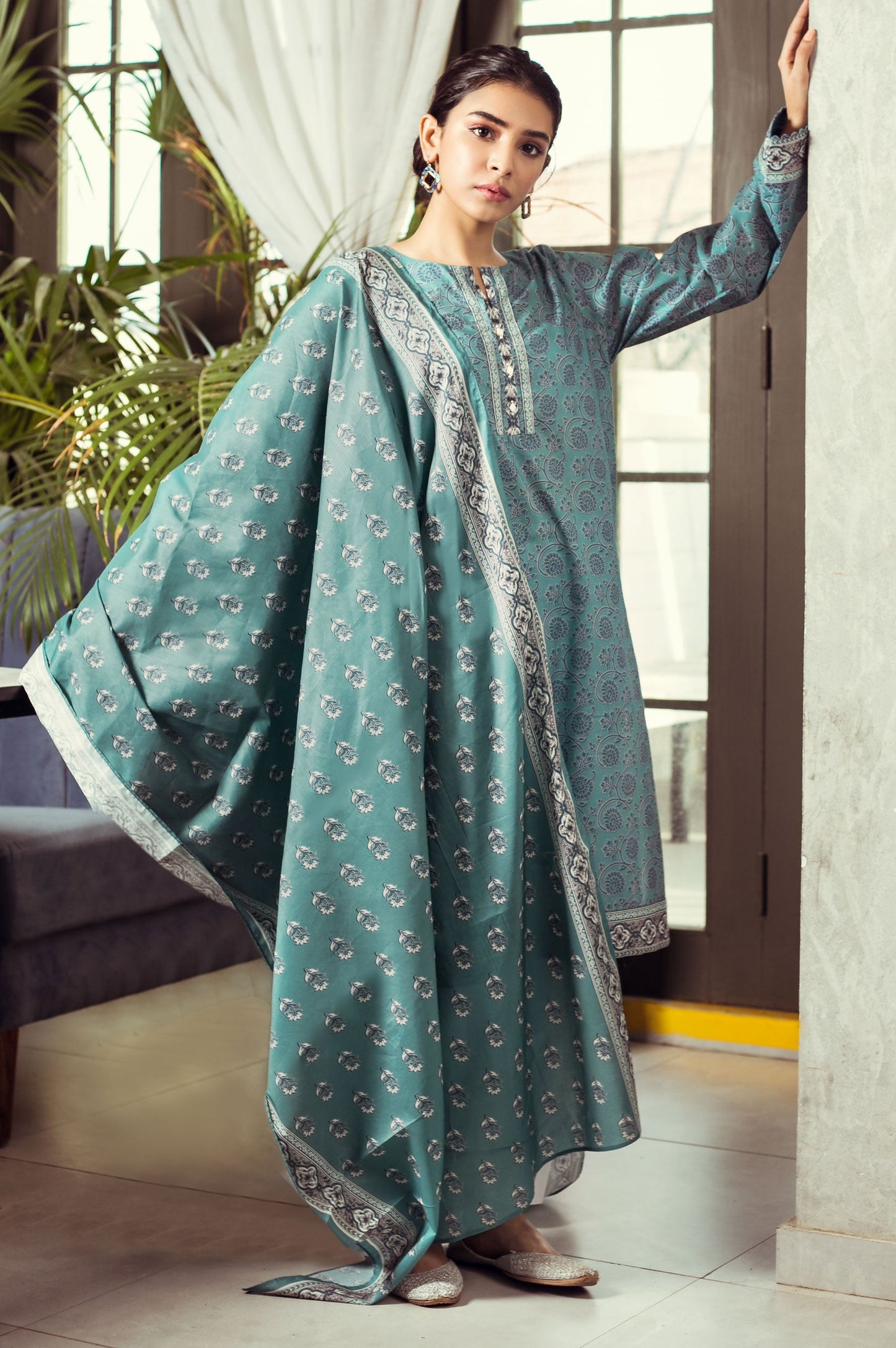 Unstitched 2 Piece Digital Printed Cambric Suit