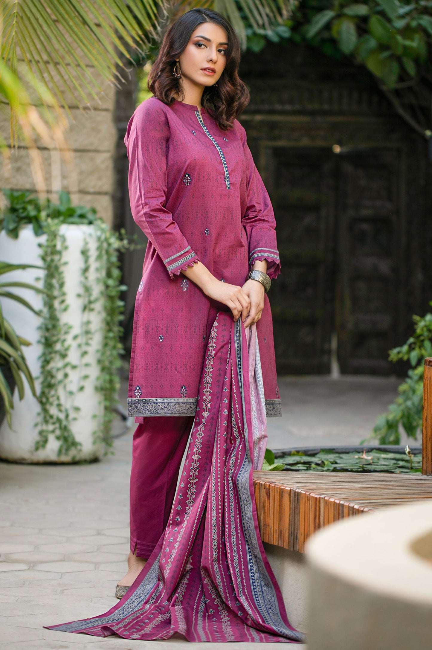Stitched 2 Piece Embroidered Cambric Suit