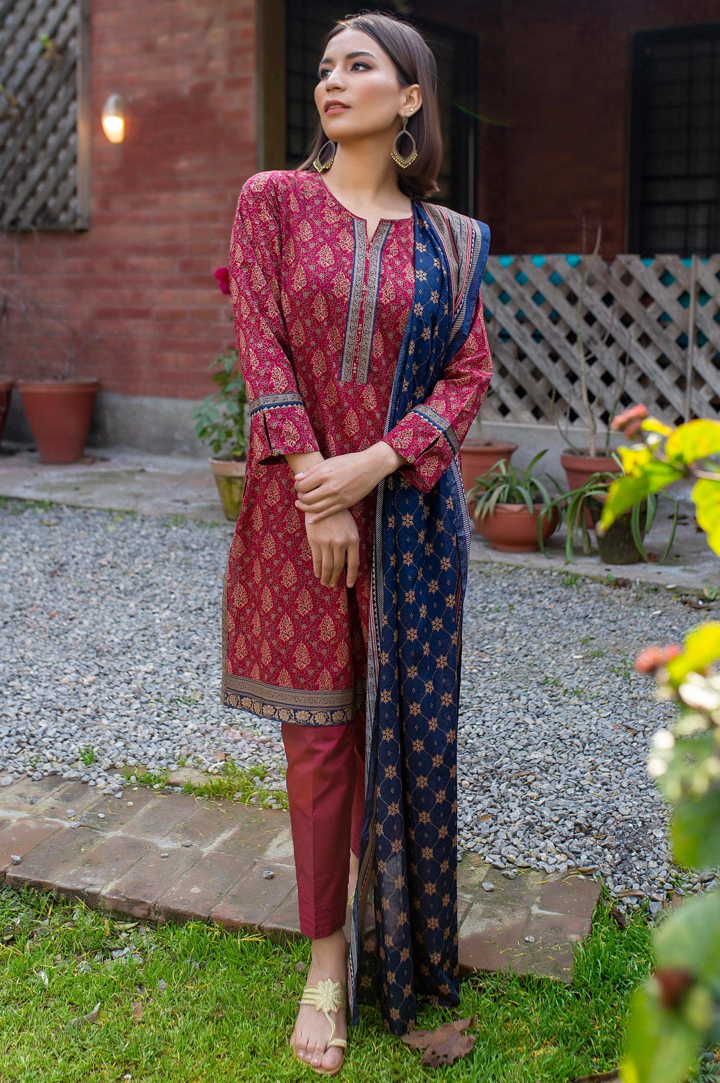 Unstitched 2 Piece Printed Lawn Suit with Printed Lawn Dupatta