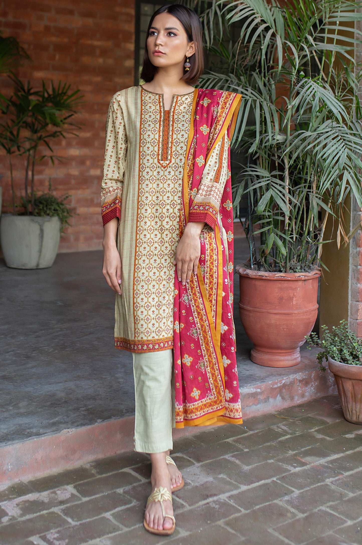 Unstitched 2 Piece Printed Lawn Suit with Printed Lawn Dupatta