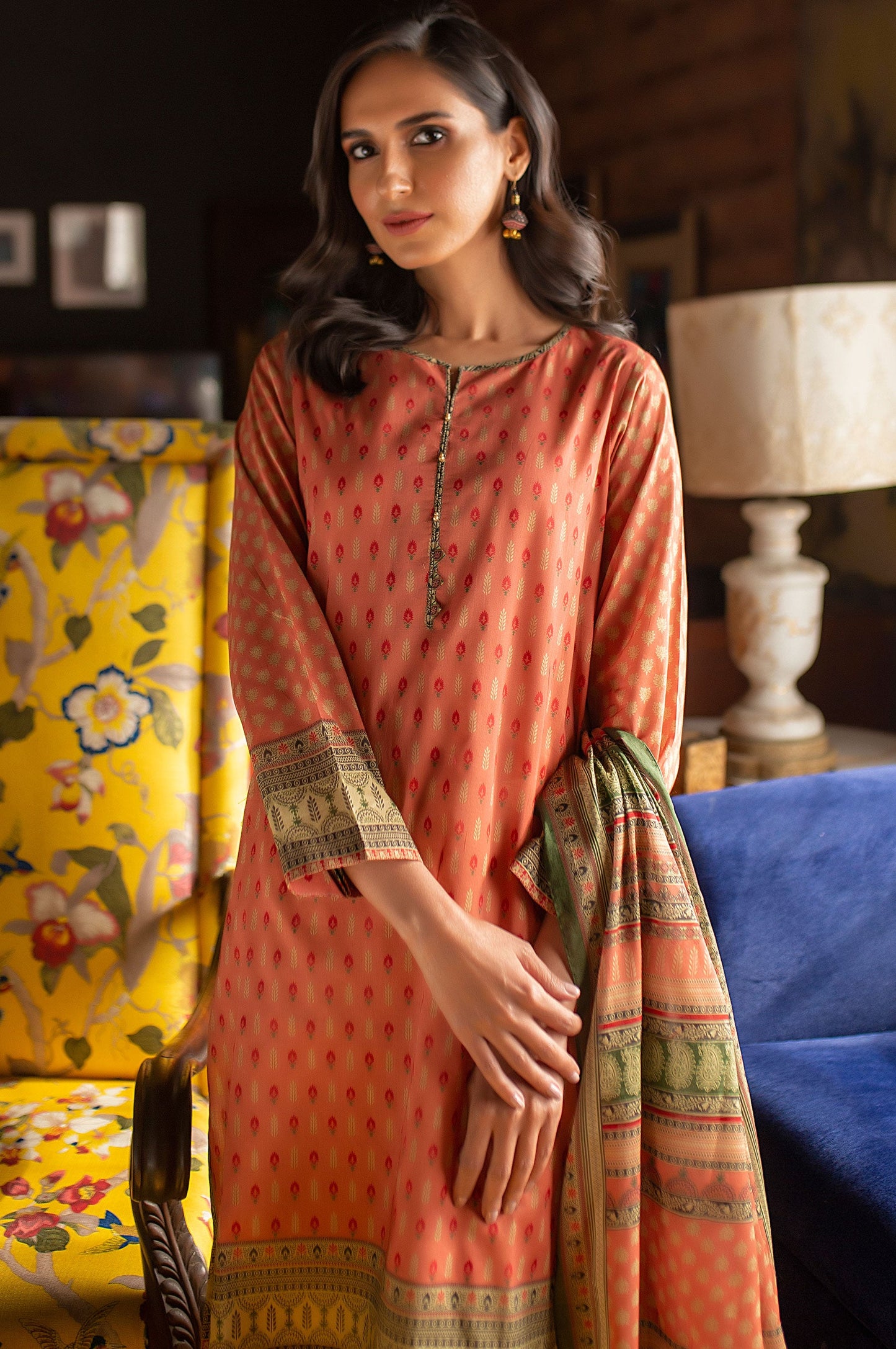 Unstitched 2 Piece Printed Lawn Suit with Printed Lawn Dupatta