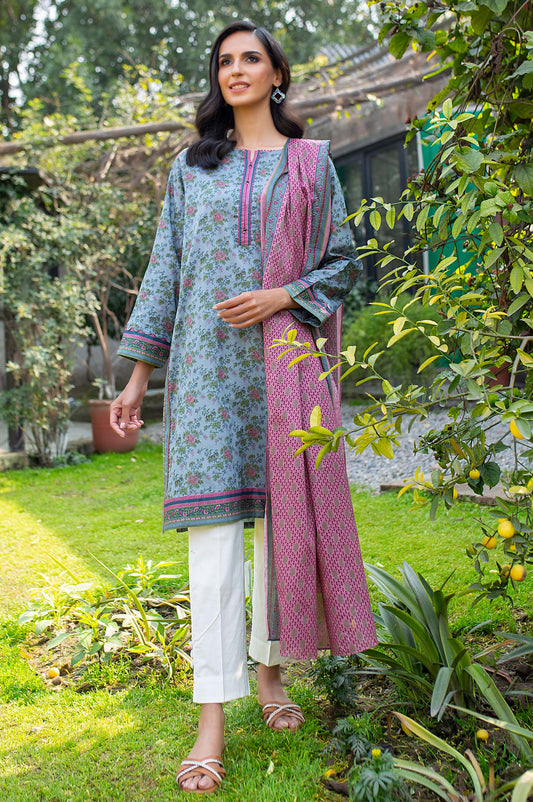 Unstitched 2 Piece Printed Lawn Suit with Printed Lawn Dupatta