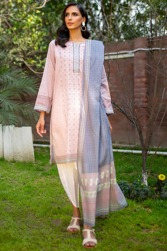 Unstitched 2 Piece Printed Lawn Suit with Printed Voile Slub Dupatta