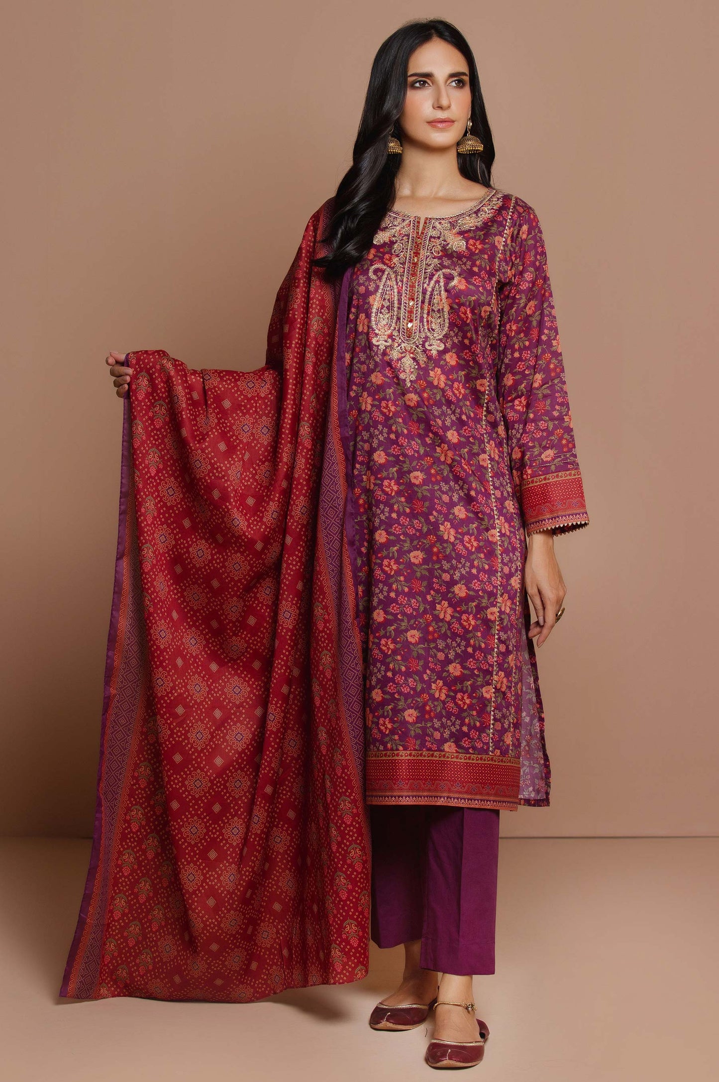 Unstitched 2 Piece Embroidered Lawn Suit