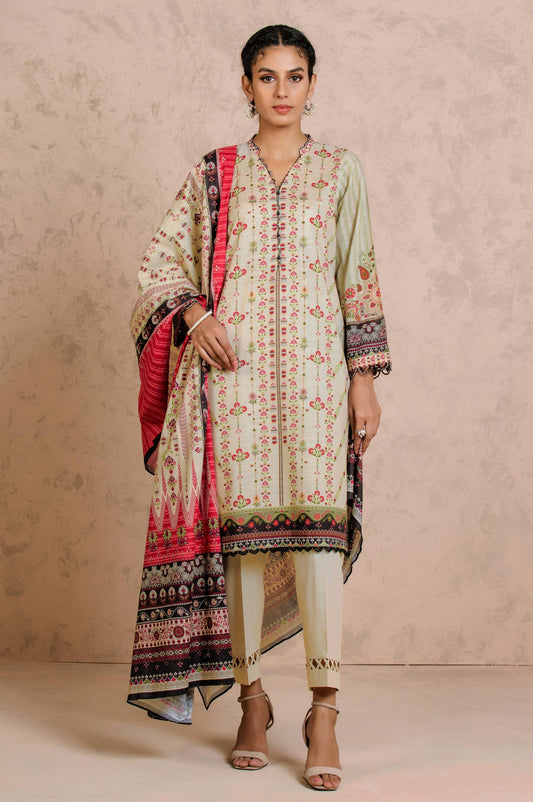 Unstitched 2 Piece Printed Khaddar Suit