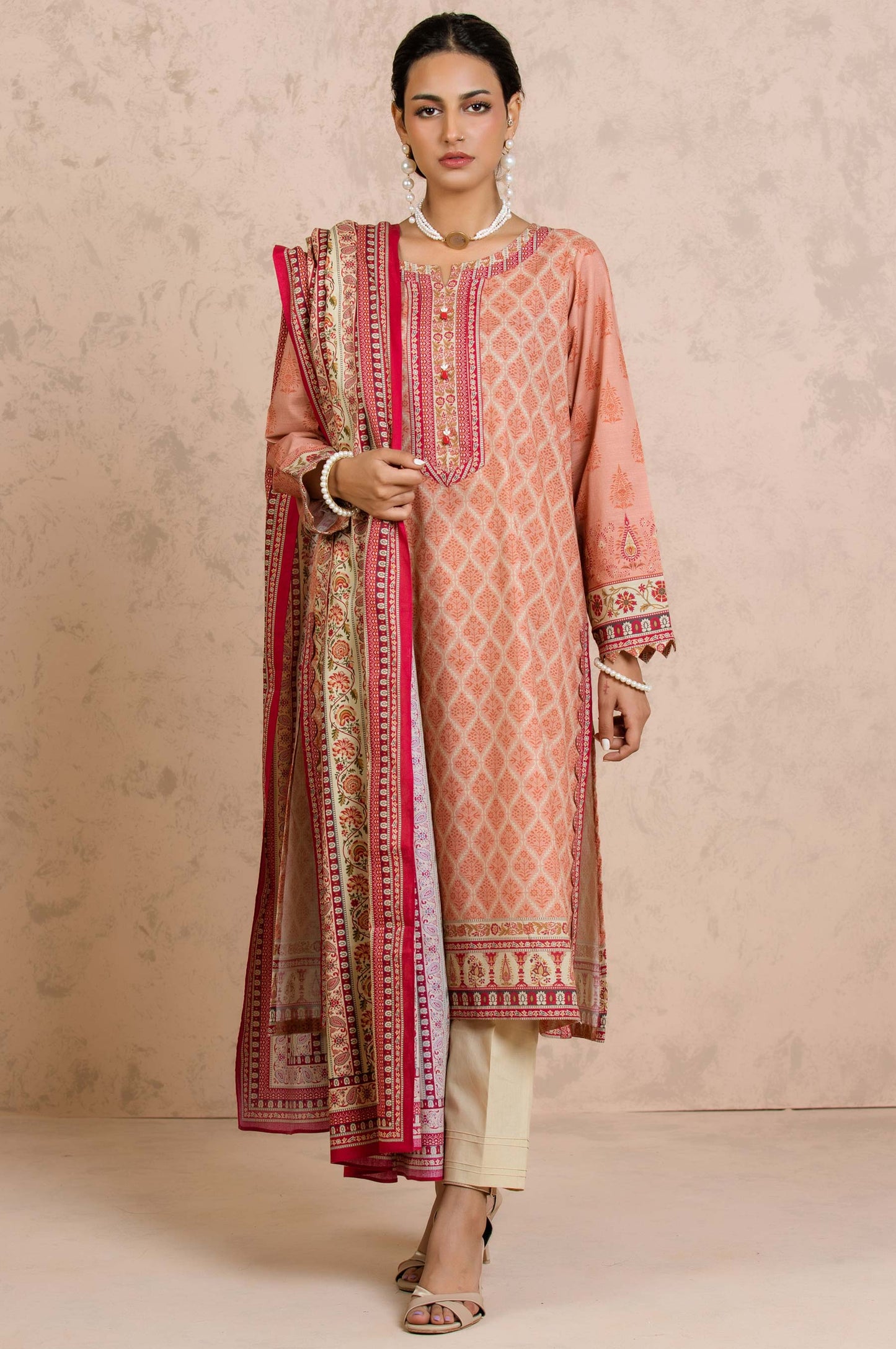 Unstitched 2 Piece Printed Cottel Suit