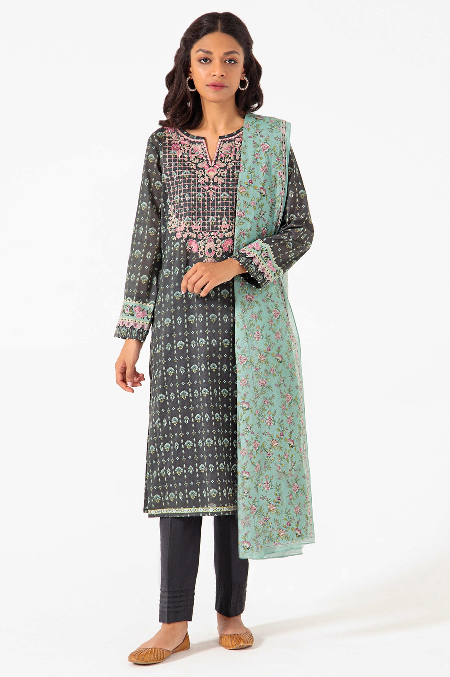 Unstitched 2 Piece Embroidered Lawn Suit