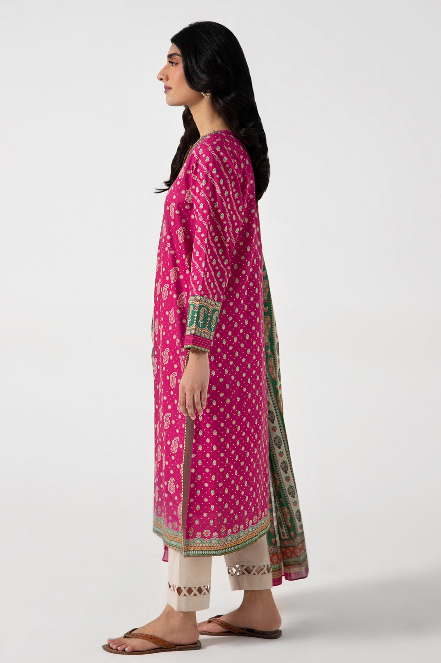 Stitched 2 Piece Embroidered Lawn with Cotton Net Suit