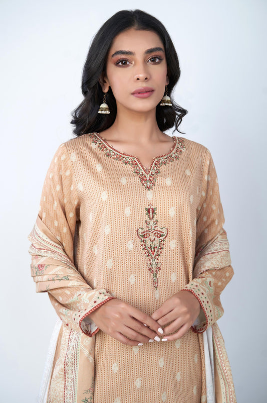 Unstitched 2 Piece Embroidered Cottel Suit