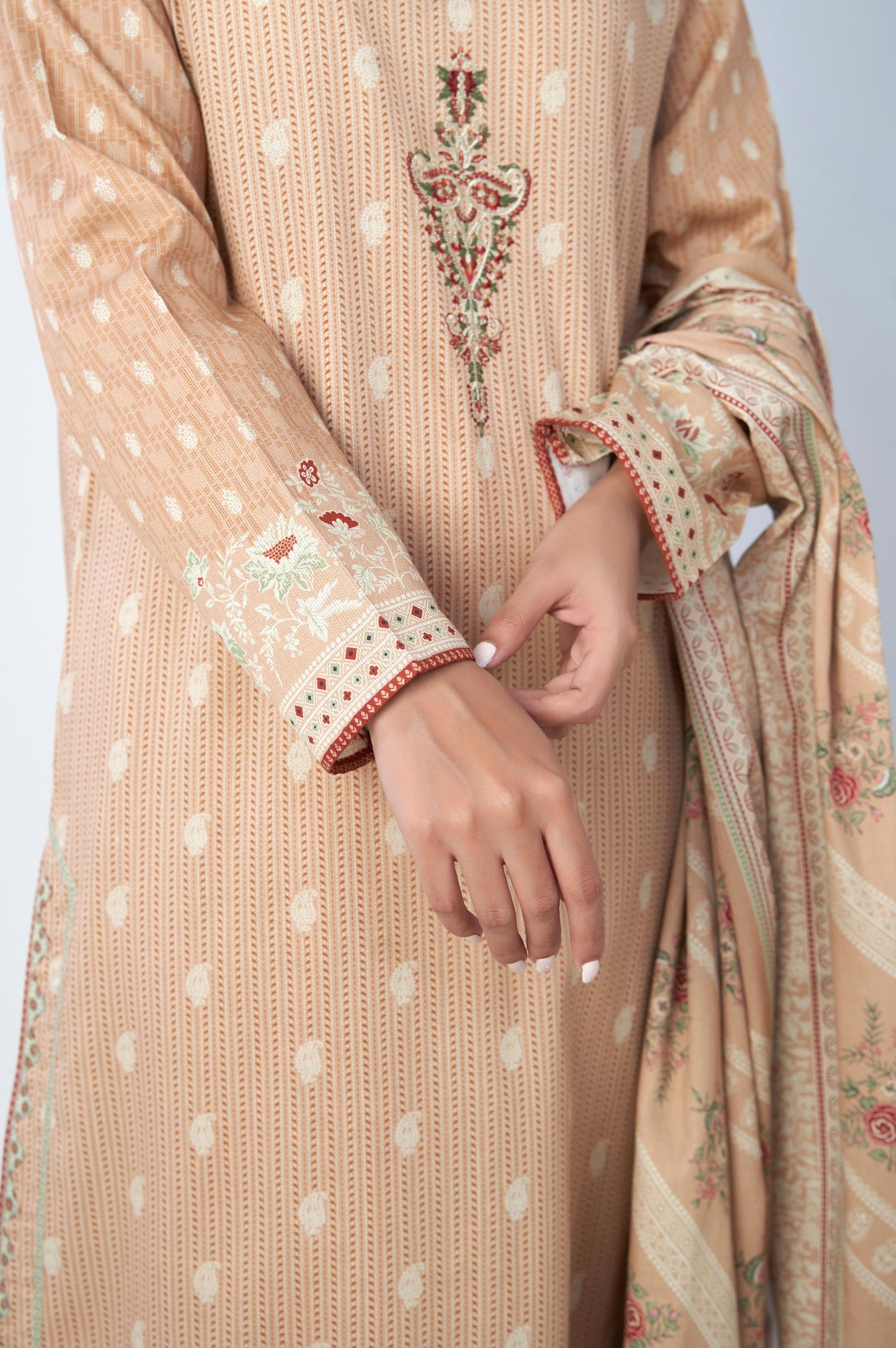 Unstitched 2 Piece Embroidered Cottel Suit