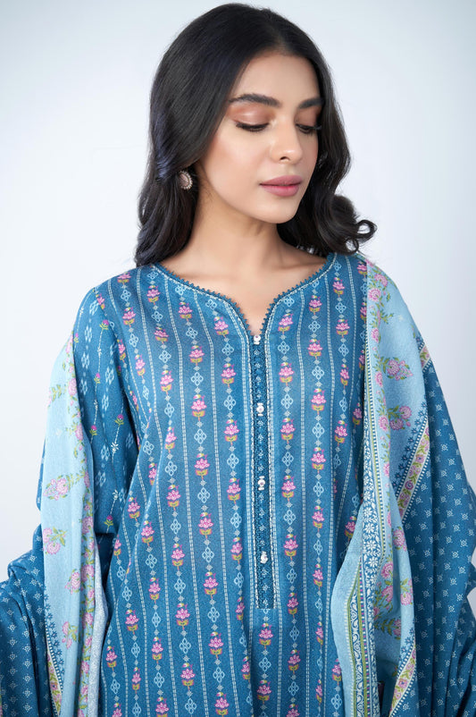 Unstitched 2 Piece Printed Karandi Suit