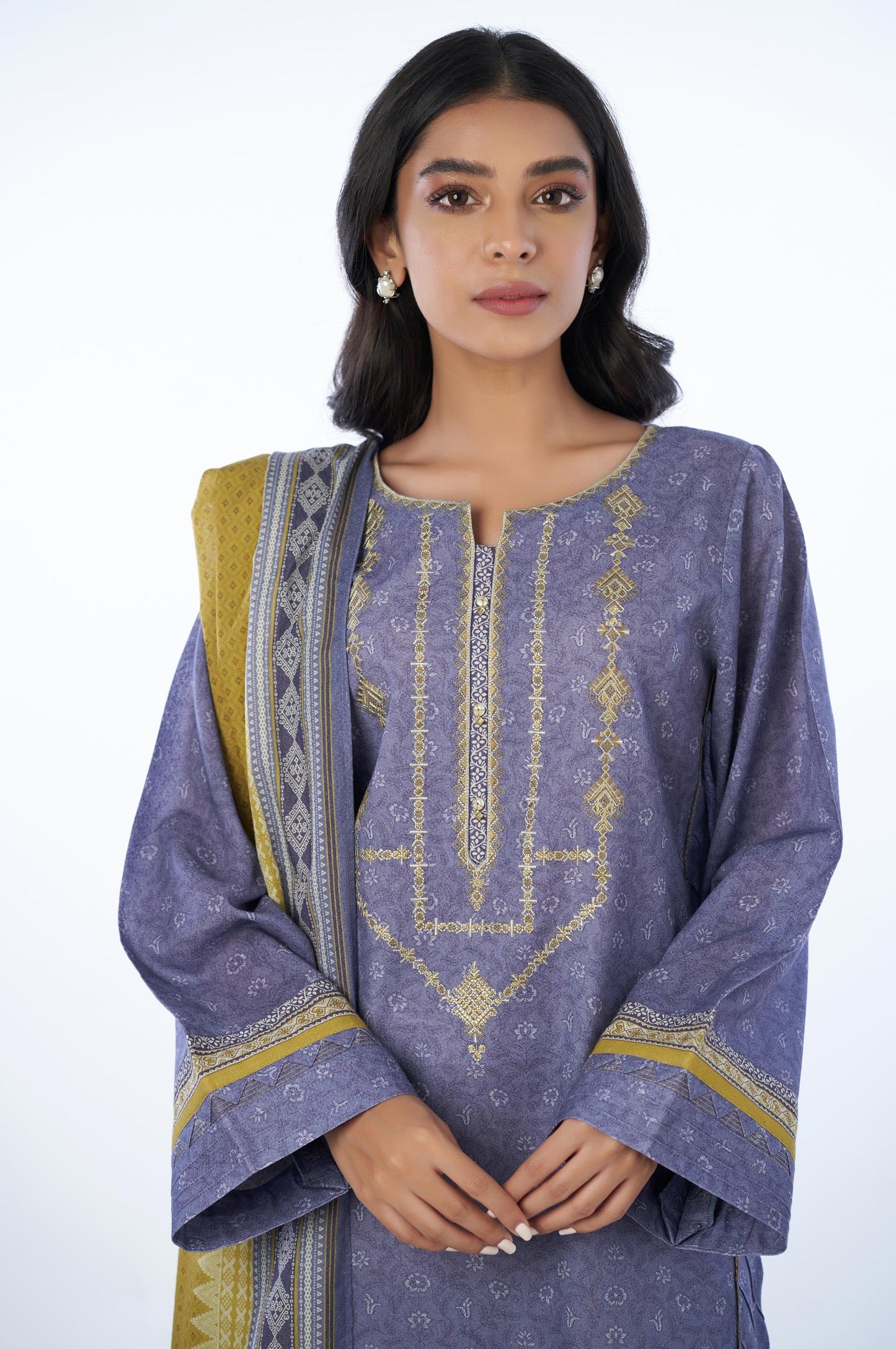 Unstitched 2 Piece Embroidered Karandi Suit