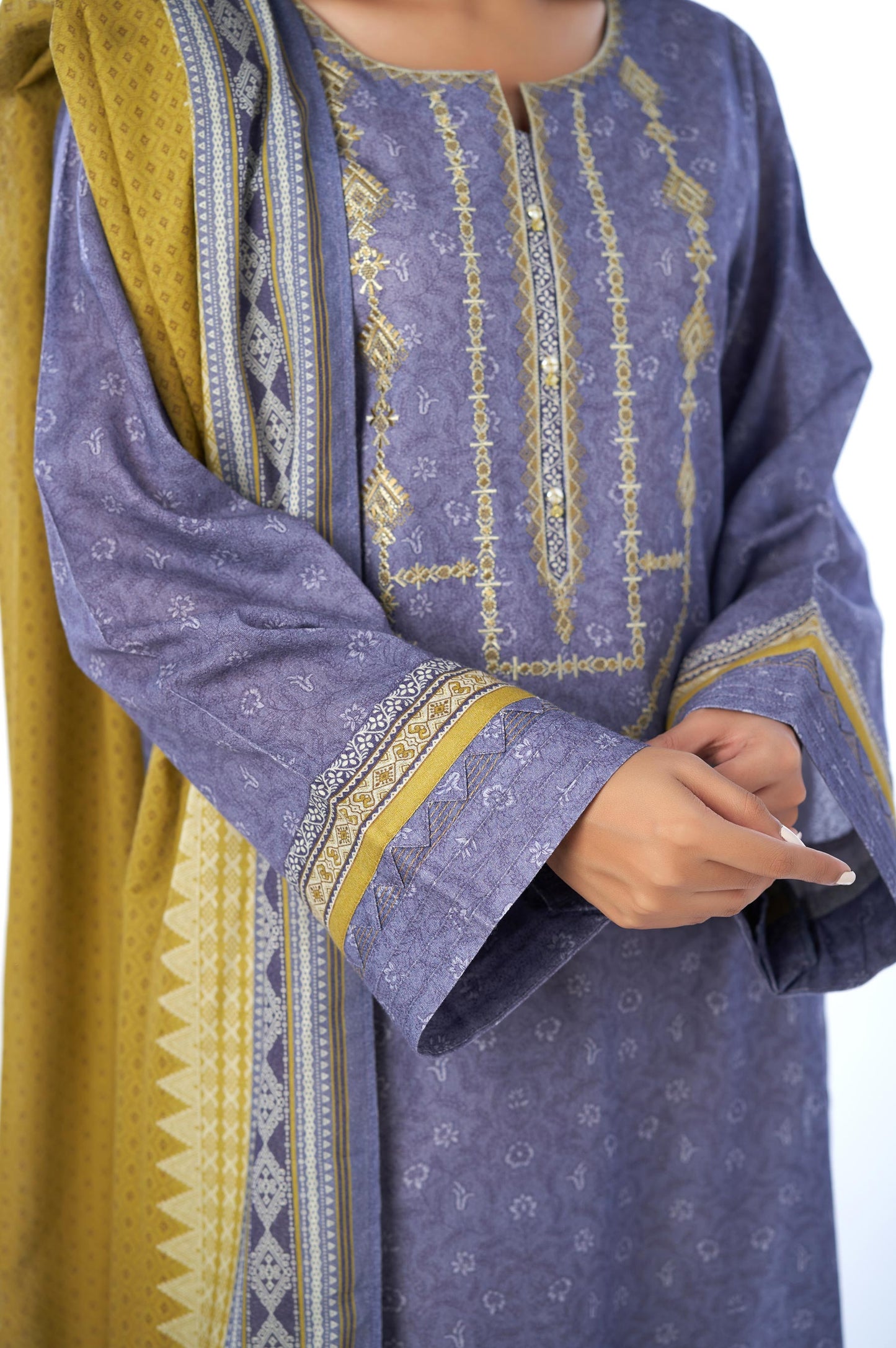 Unstitched 2 Piece Embroidered Karandi Suit