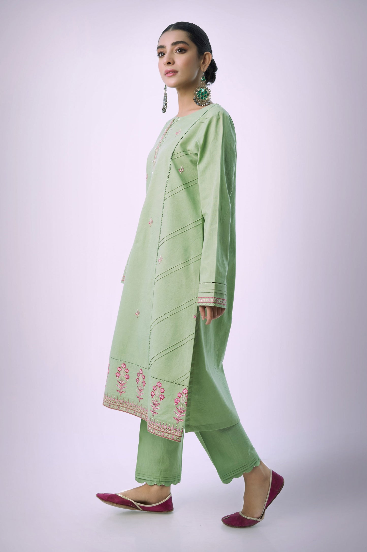 Stitched 2 Piece Embroidered Cambric Suit