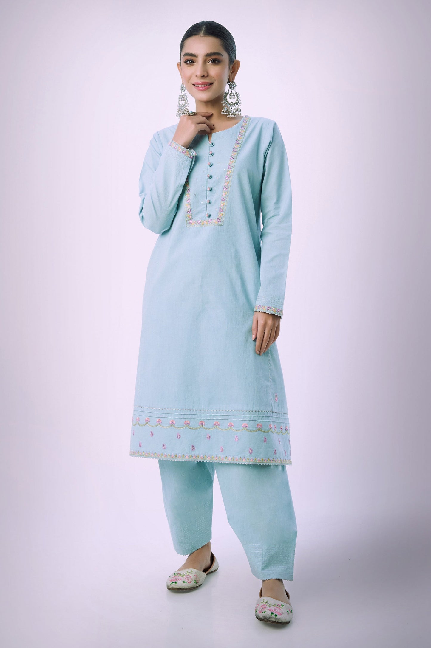 Unstitched 2 Piece Embroidered Cambric Suit