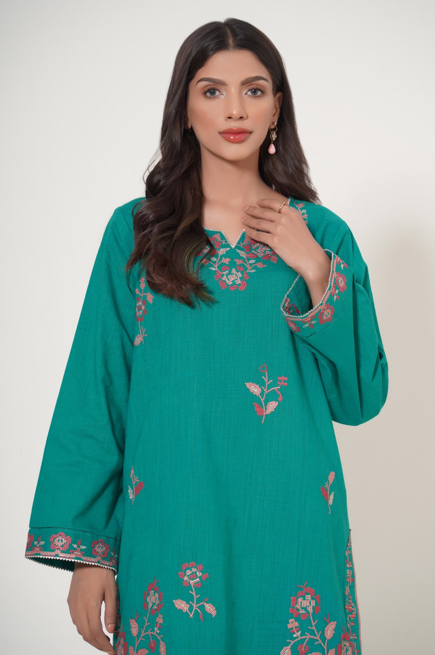 Unstitched 2 Piece Embroidered Texture Slub