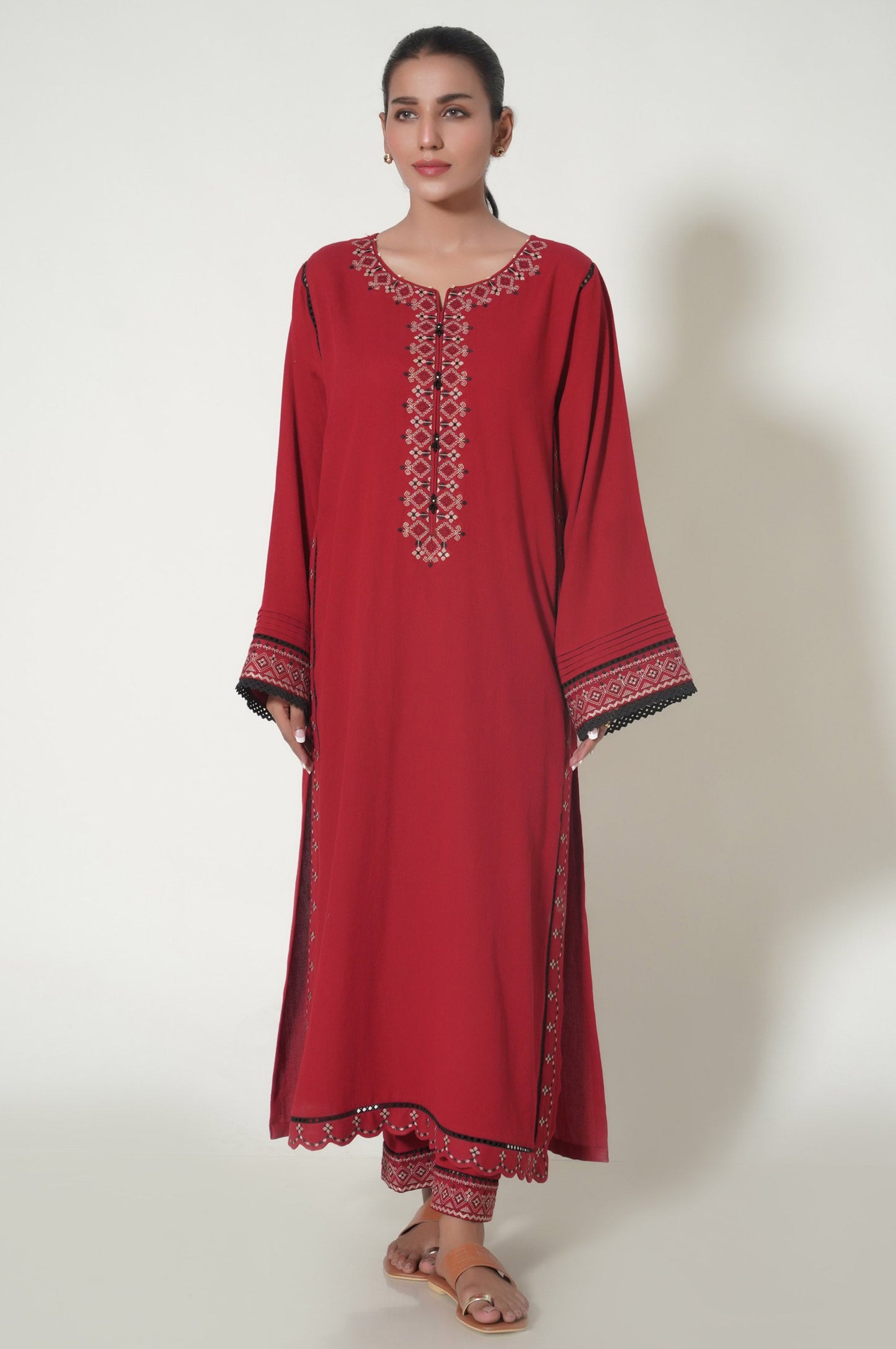 Unstitched 2 Piece Embroidered Cottel Suit
