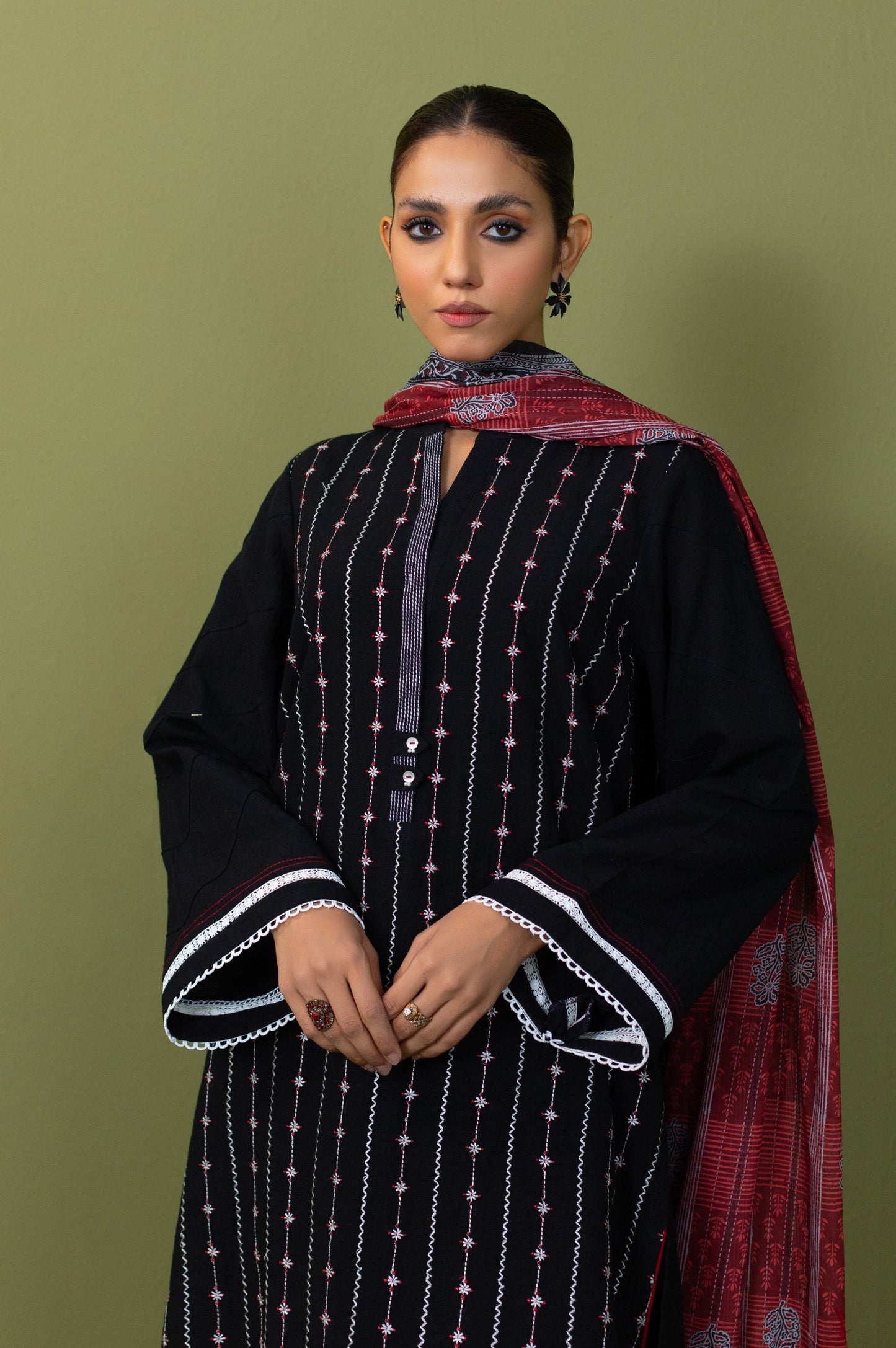 Unstitched 2 Piece Khaddar Embroidered Suit