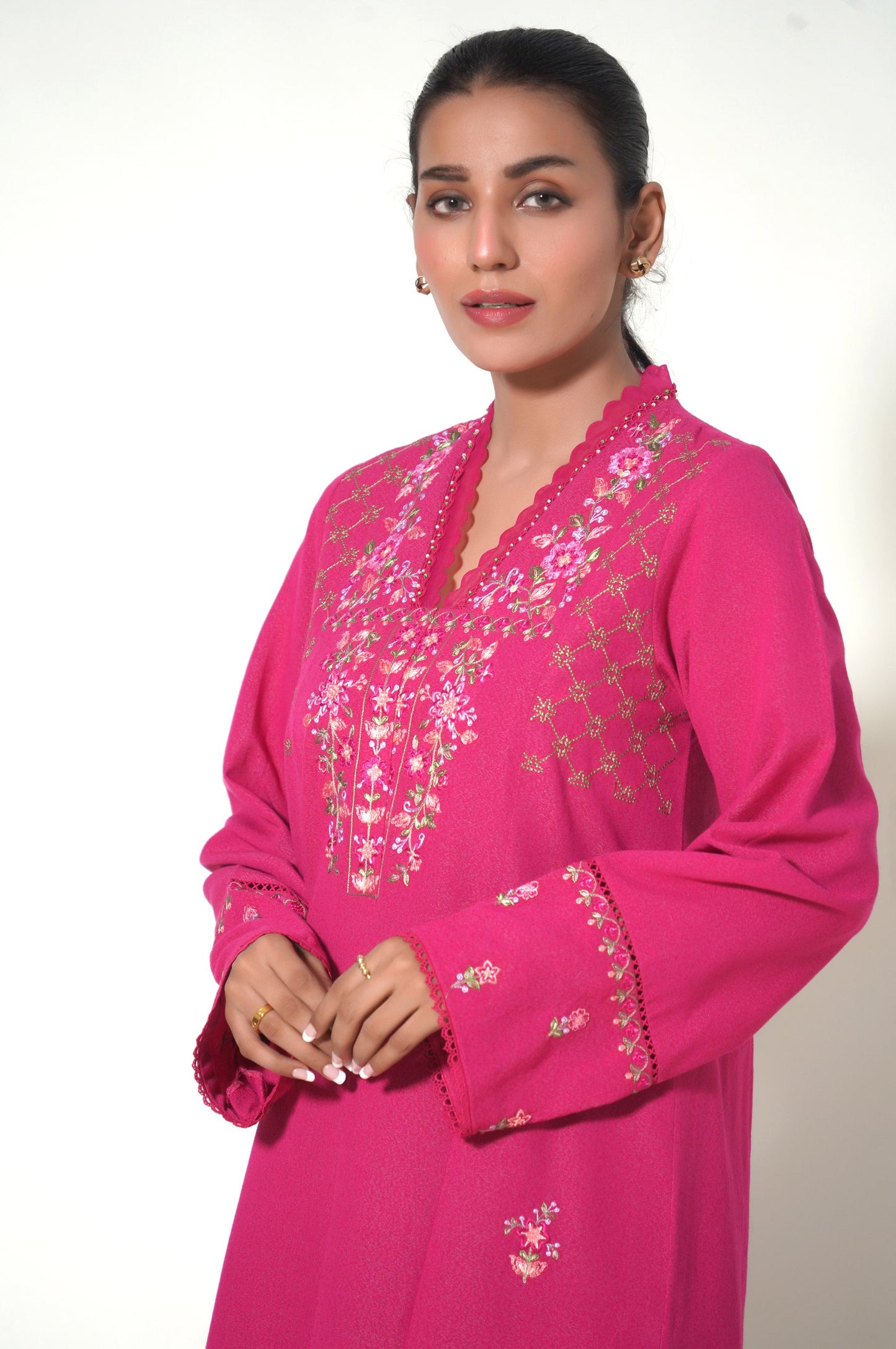 Unstitched 2 Piece Dyed Embroidered Karandi Suit