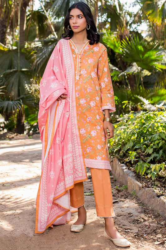 Unstitched 3 Piece Printed Doria Lawn Suit
