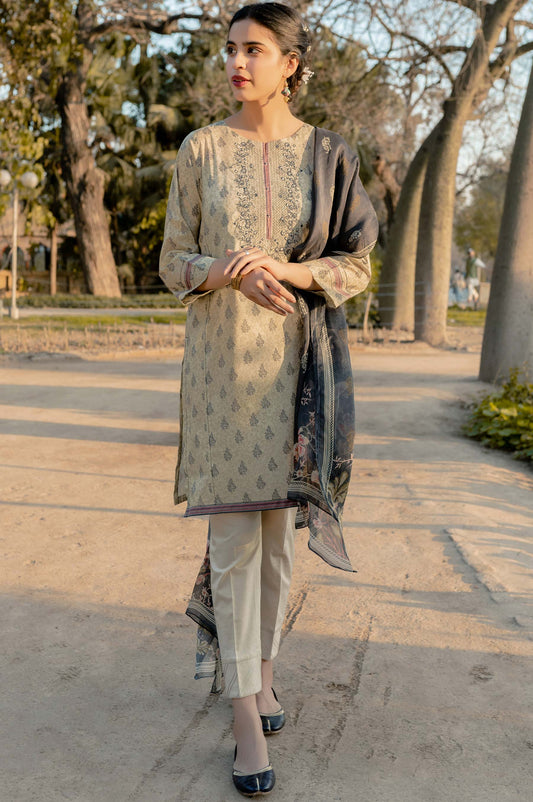 Unstitched 3 Piece Embroidered Lawn Suit