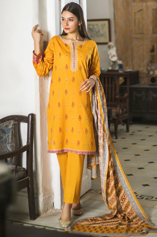 Unstitched 3 Piece Embroidered Lawn Suit