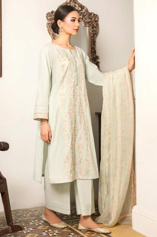 Unstitched 3 Piece Embroidered Cambric Suit