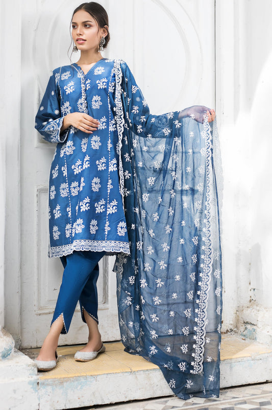 Unstitched 3 Piece Lawn Chikankari Suit
