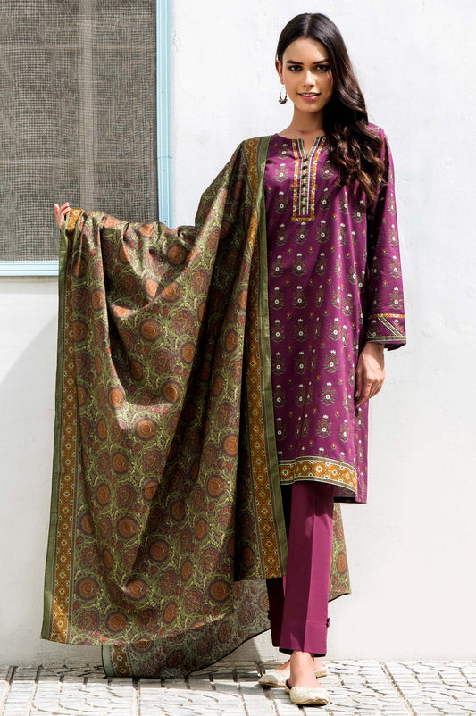 Unstitched 3 Piece Digital Printed Cambric Suit