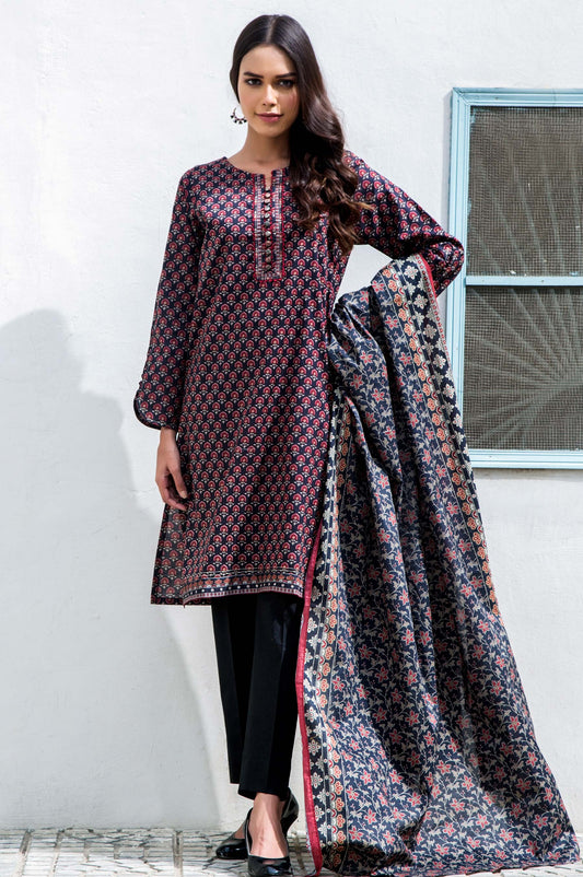 Unstitched 3 Piece Printed Cambric Suit