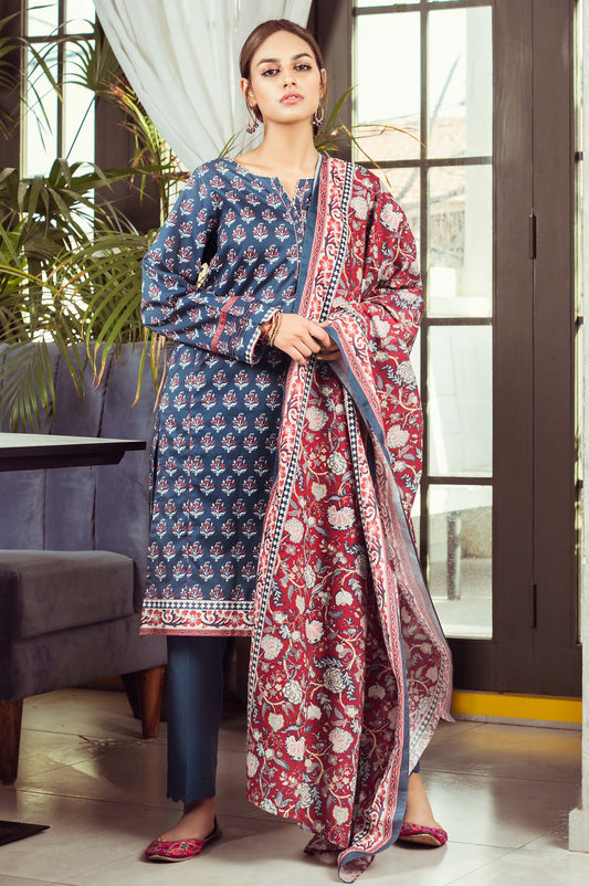 Unstitched 3 Piece Printed Cambric Suit