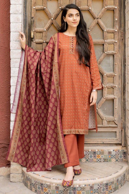 Unstitched 3 Piece Printed Khaddar Suit