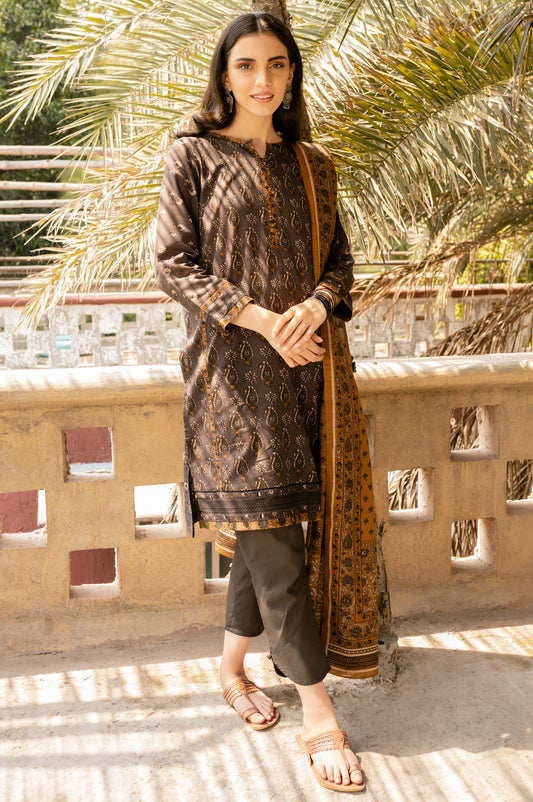 Unstitched 3 Piece Printed Khaddar Suit