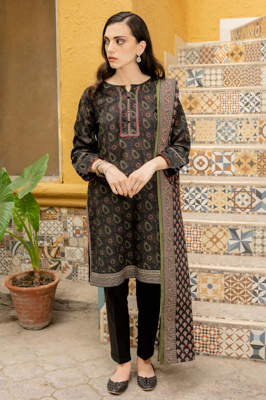 Unstitched 3 Piece Printed Khaddar Suit