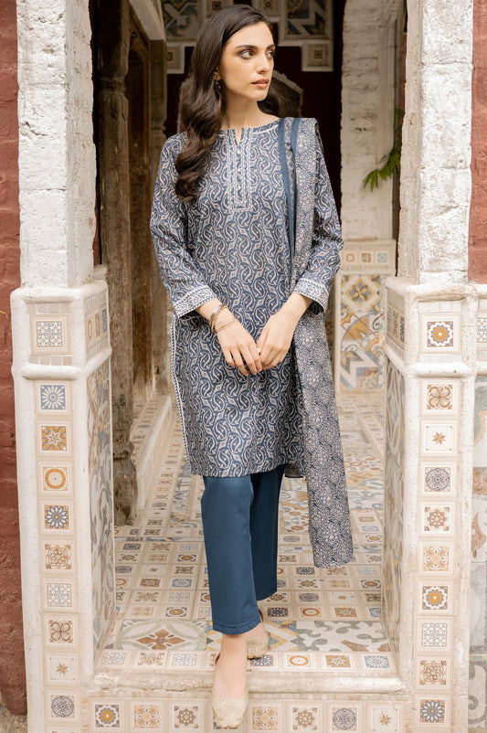 Unstitched 3 Piece Printed Khaddar Suit