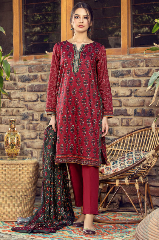 Unstitched 3 Piece Digital Printed Cottel Suit