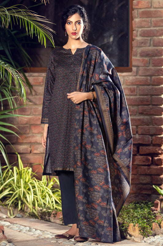 Unstitched 3 Piece Printed Cottel Suit