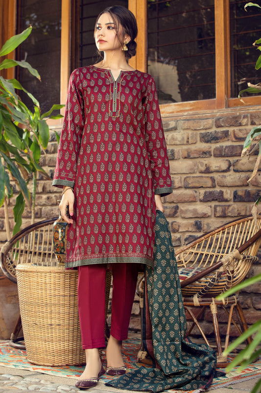 Unstitched 3 Piece Printed Cottel Suit