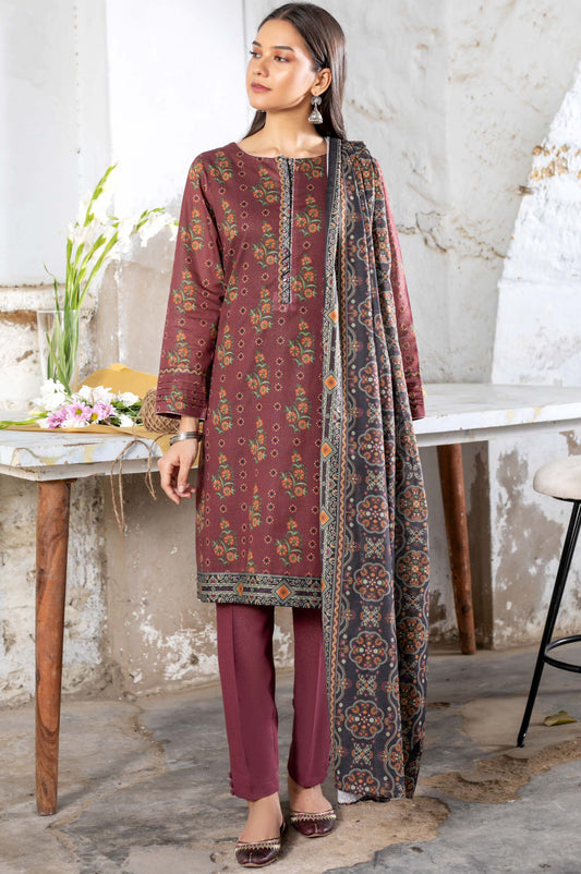Unstitched 3 Piece Printed Karandi Suit