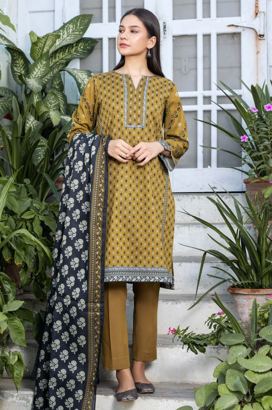 Unstitched 3 Piece Printed Karandi Suit